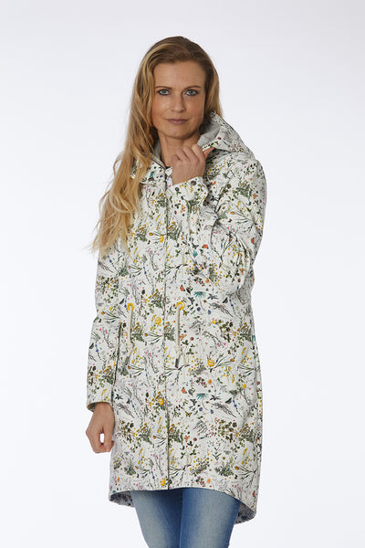 Windfield / Danwear Swept Raincoat PU Regnjakker 01. White with flowers