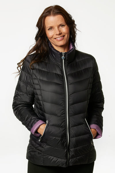 Windfield / Danwear Venessa Lette dunjakker 0936 Black/Lavender